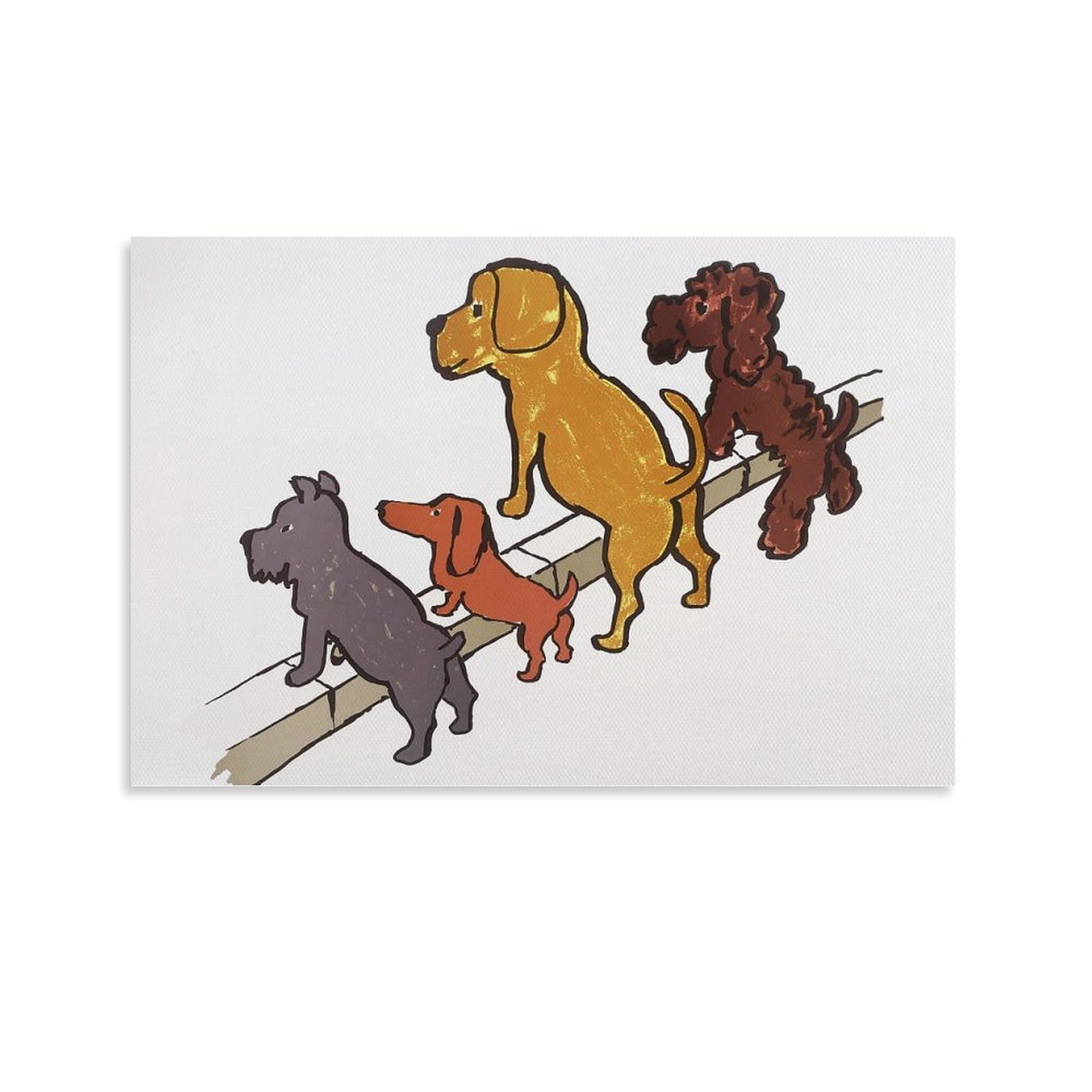 Amazon.co.jp: レイモン・サヴィニャック 4匹の犬ポスター壁紙、アート